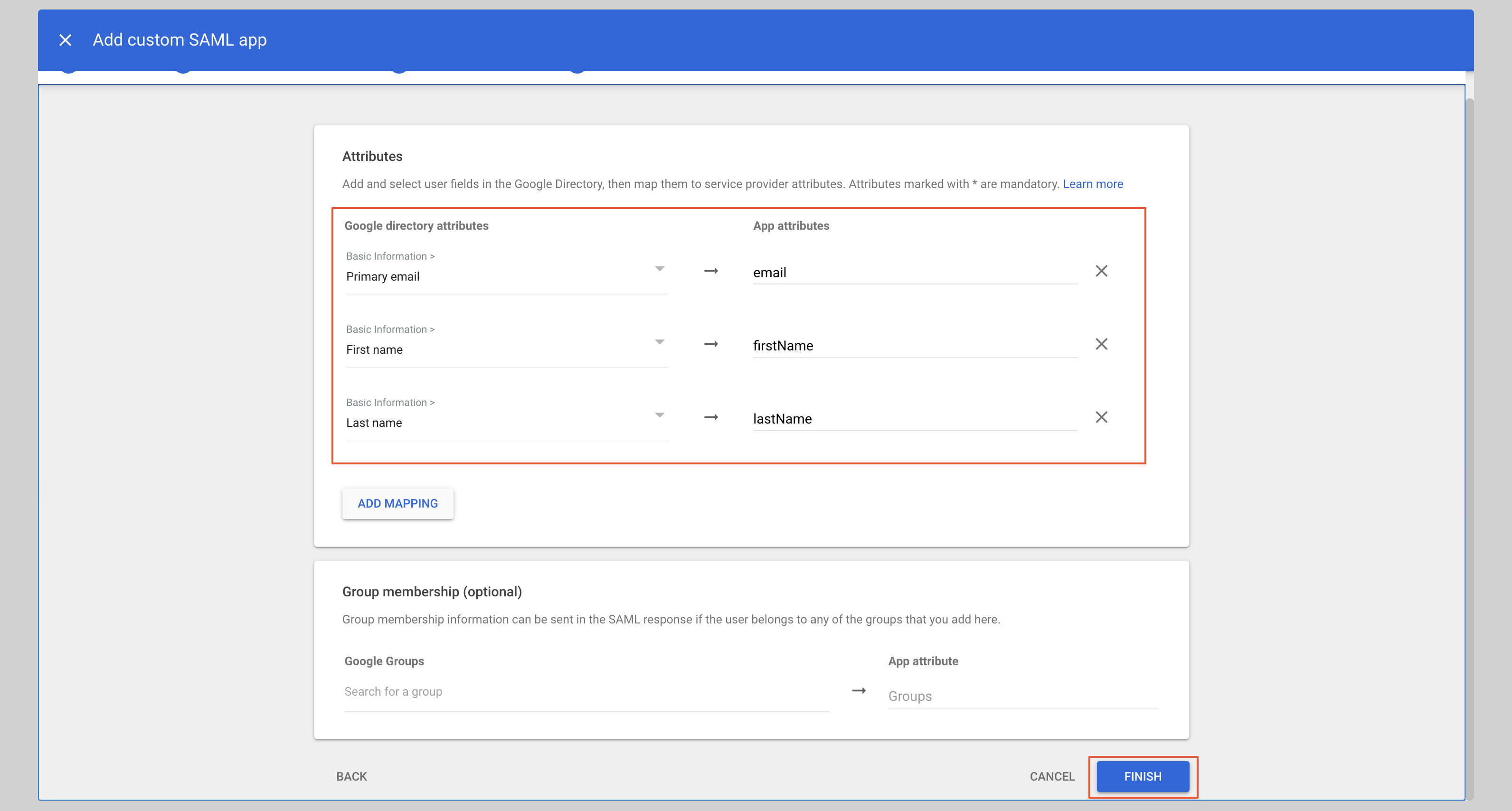 Google SAML Step 5